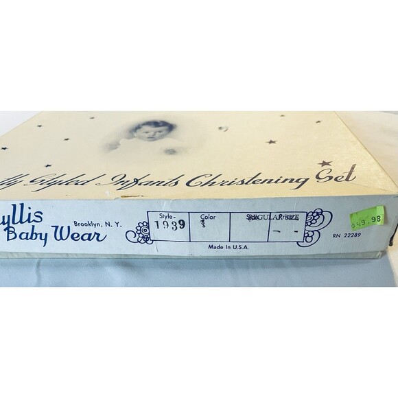 Vintage Phyllis Baby Wear Christening Set Dress Coat Bonnet Shoes Bibs Boxed - Picture 14 of 14